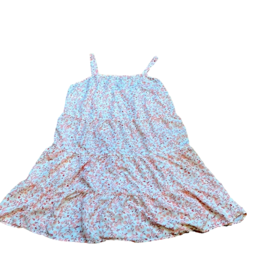 Old navy rayon swing dress pink floral paisley adjustable strap elastic …